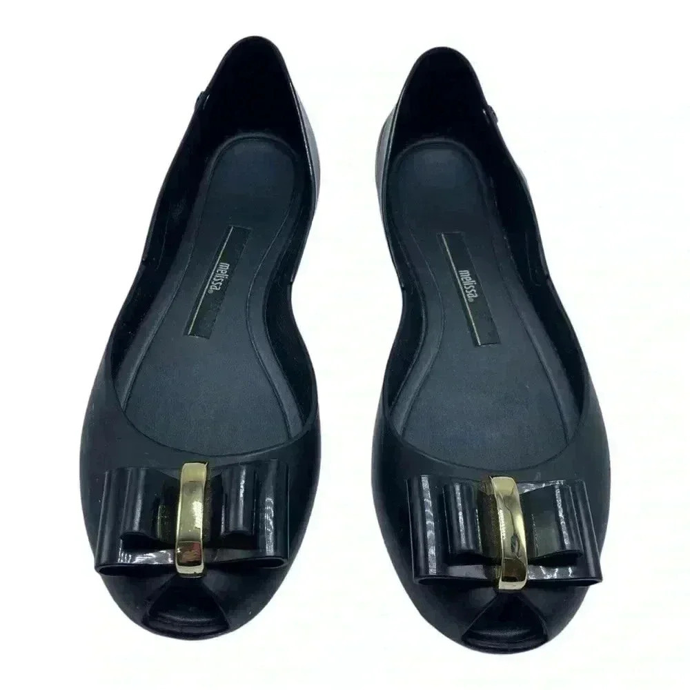 MELISSA Queen black ballet  bow flats size 6